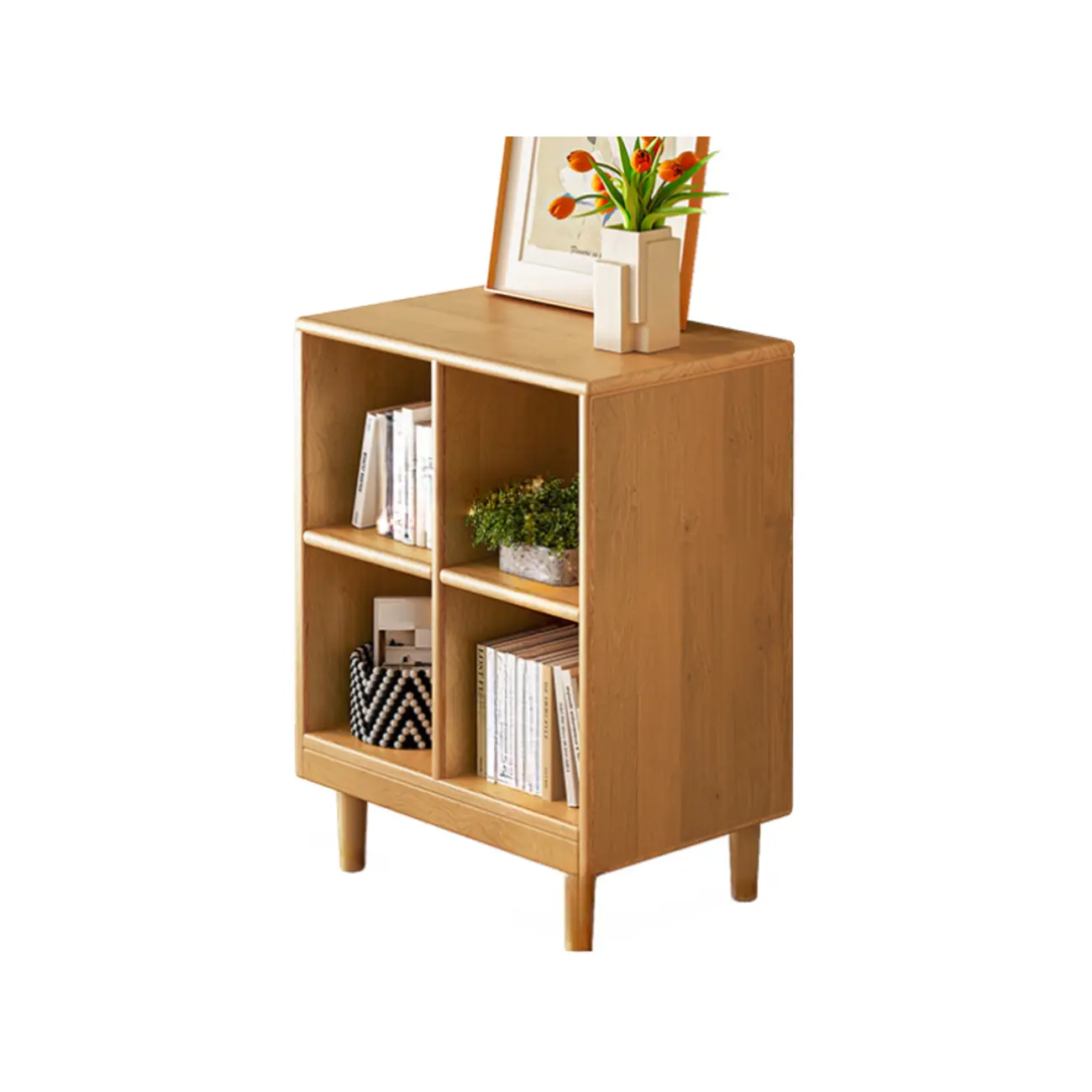 Brown Natural Wood Freestanding Modular Cube Bookcase Image - 3 | homeyfad