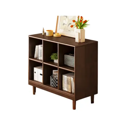 Brown Natural Wood Freestanding Modular Cube Bookcase Image - 5
