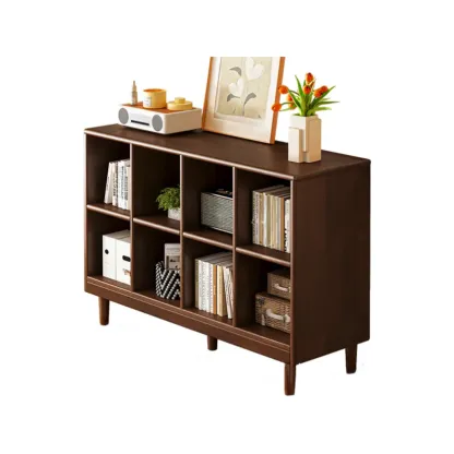 Brown Natural Wood Freestanding Modular Cube Bookcase Image - 9