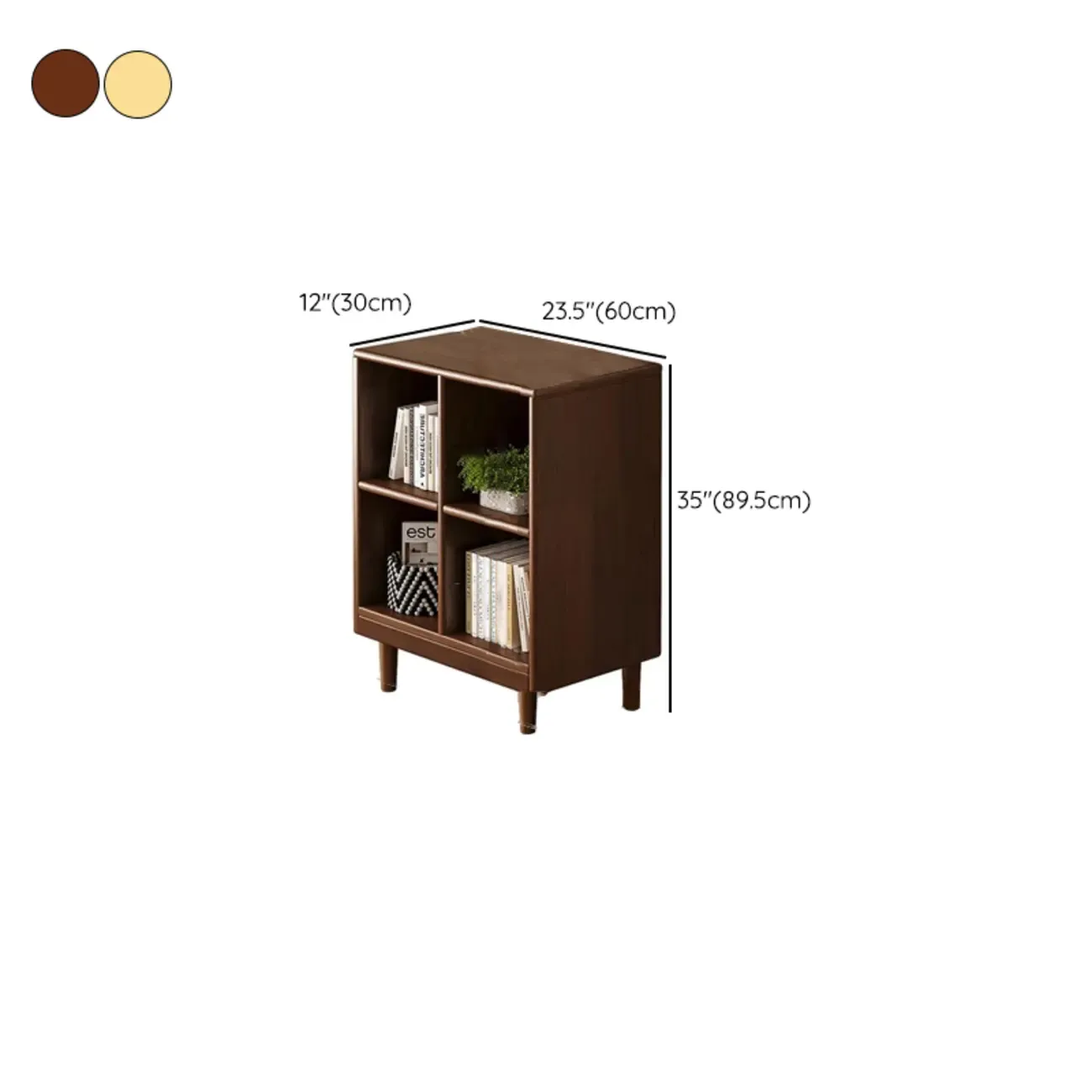 Brown Natural Wood Freestanding Modular Cube Bookcase #size