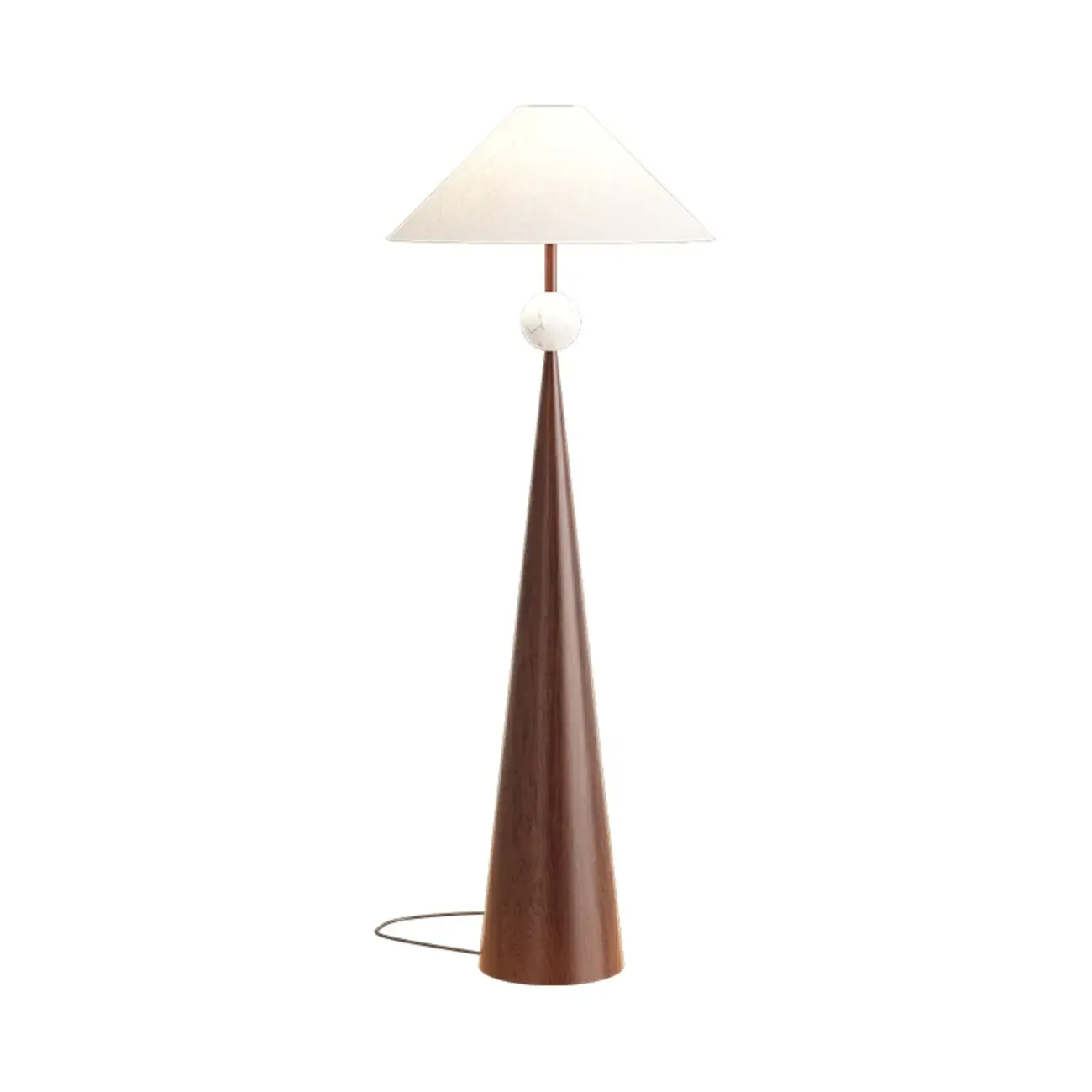 Contemporary Tapered Metal Floor Lamp Fabric Shade Image - 5