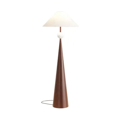 Contemporary Tapered Metal Floor Lamp Fabric Shade Image - 5