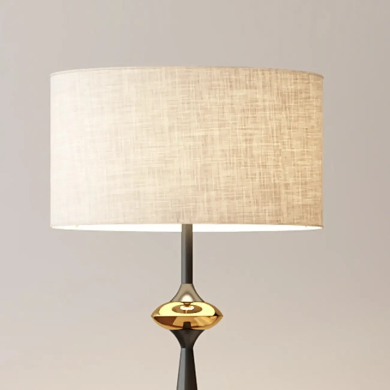 Contemporary Tapered Metal Floor Lamp Fabric Shade Image - 8