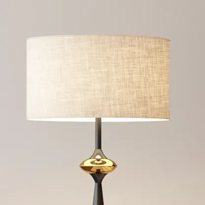 Contemporary Tapered Metal Floor Lamp Fabric Shade Image - 8