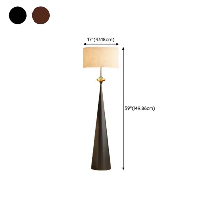 Contemporary Tapered Metal Floor Lamp Fabric Shade Image - 23