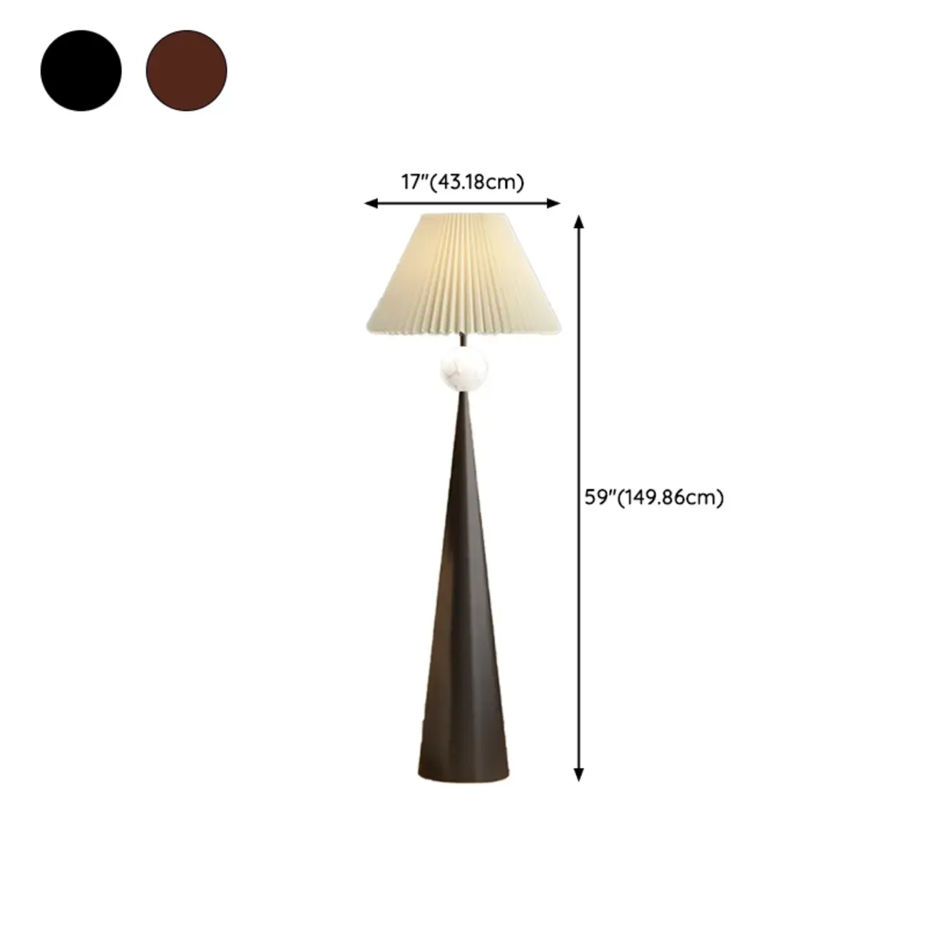 Contemporary Tapered Metal Floor Lamp Fabric Shade Image - 24