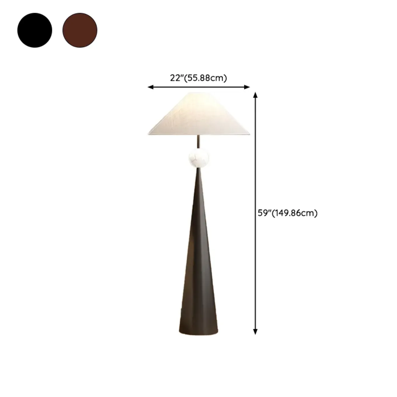 Contemporary Tapered Metal Floor Lamp Fabric Shade Image - 25