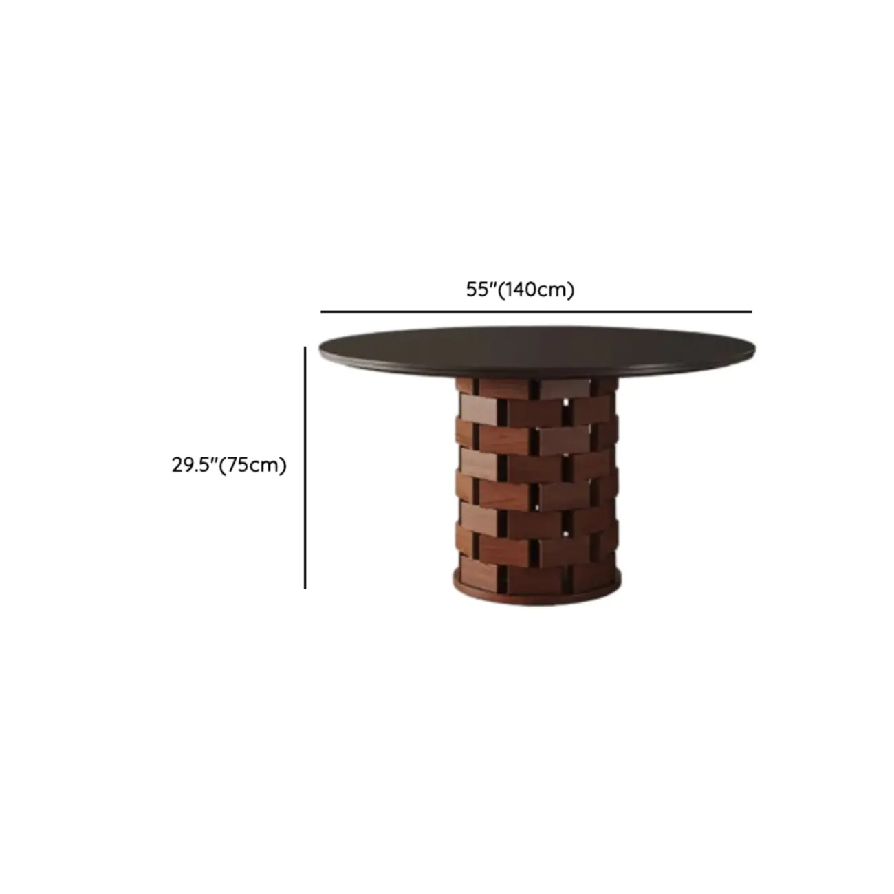 Modern Round Pedestal Dining Table with Slate Top Image - 14 | homeyfad