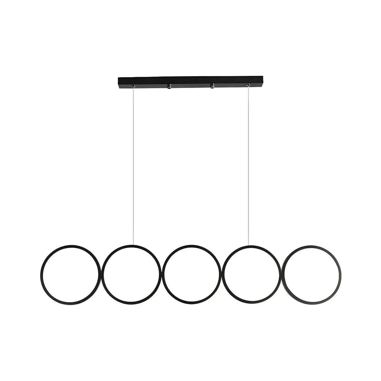 5-Light Modern Black Large Ring Island Pendant Light Image - 4