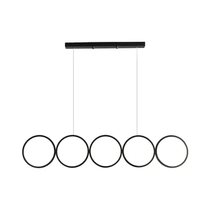 5-Light Modern Black Large Ring Island Pendant Light Image - 4