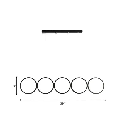 5-Light Modern Black Large Ring Island Pendant Light Image - 5