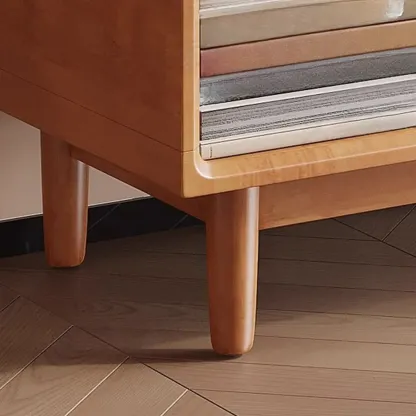 Mid Century Modern Oak Wood Closed Back Standing Bookcase Image - 12