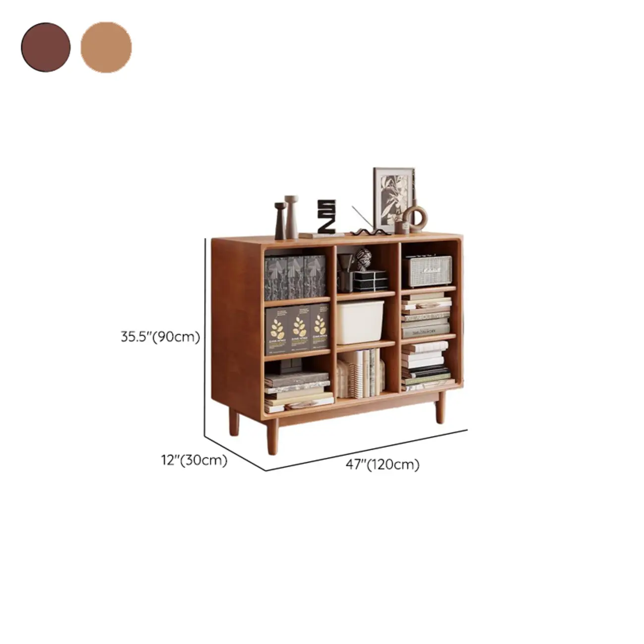 Mid Century Modern Oak Wood Closed Back Standing Bookcase Image - 23 | homeyfad