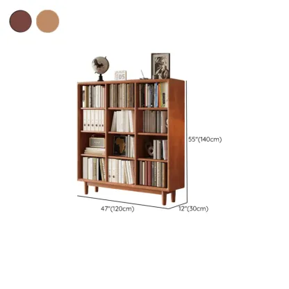 Mid Century Modern Oak Wood Closed Back Standing Bookcase Image - 28