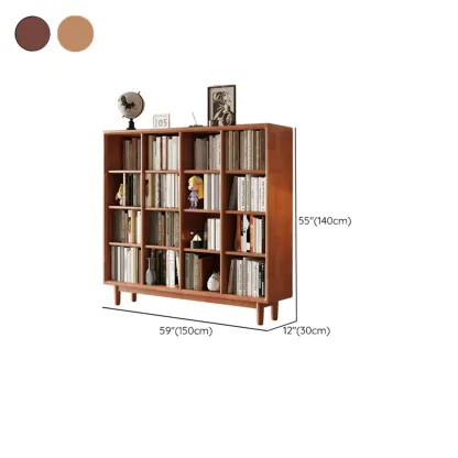 Mid Century Modern Oak Wood Closed Back Standing Bookcase Image - 29