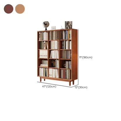 Mid Century Modern Oak Wood Closed Back Standing Bookcase Image - 31