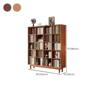 Mid Century Modern Oak Wood Closed Back Standing Bookcase Image - 32