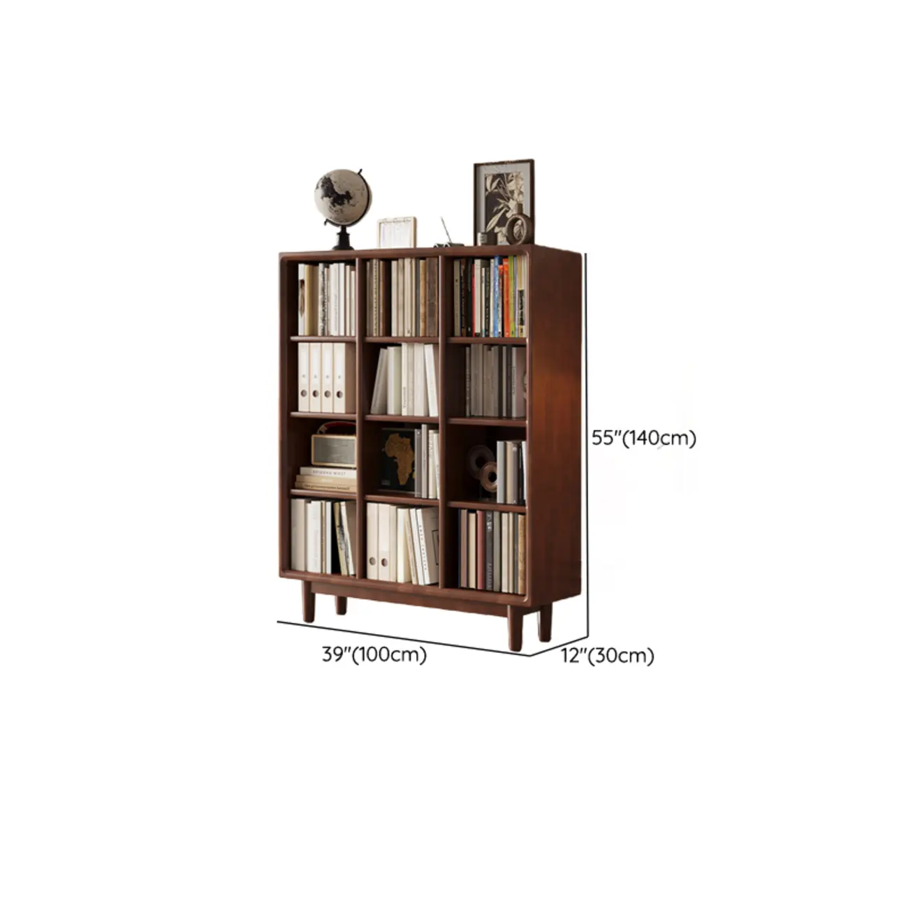 Mid Century Modern Oak Wood Closed Back Standing Bookcase Image - 33 | homeyfad