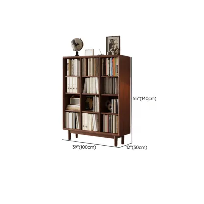 Mid Century Modern Oak Wood Closed Back Standing Bookcase Image - 33