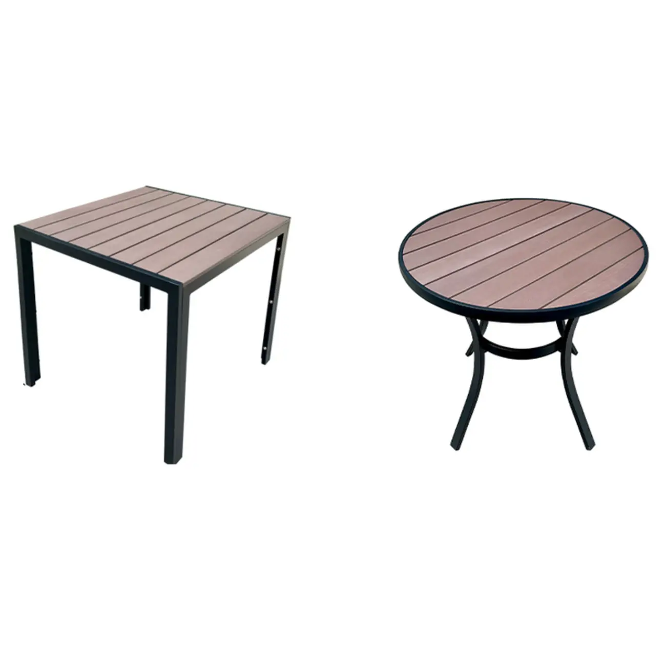 Metal Frame Wood Outdoor Dining Set With Stackable Chairs Image - 10 | homeyfad