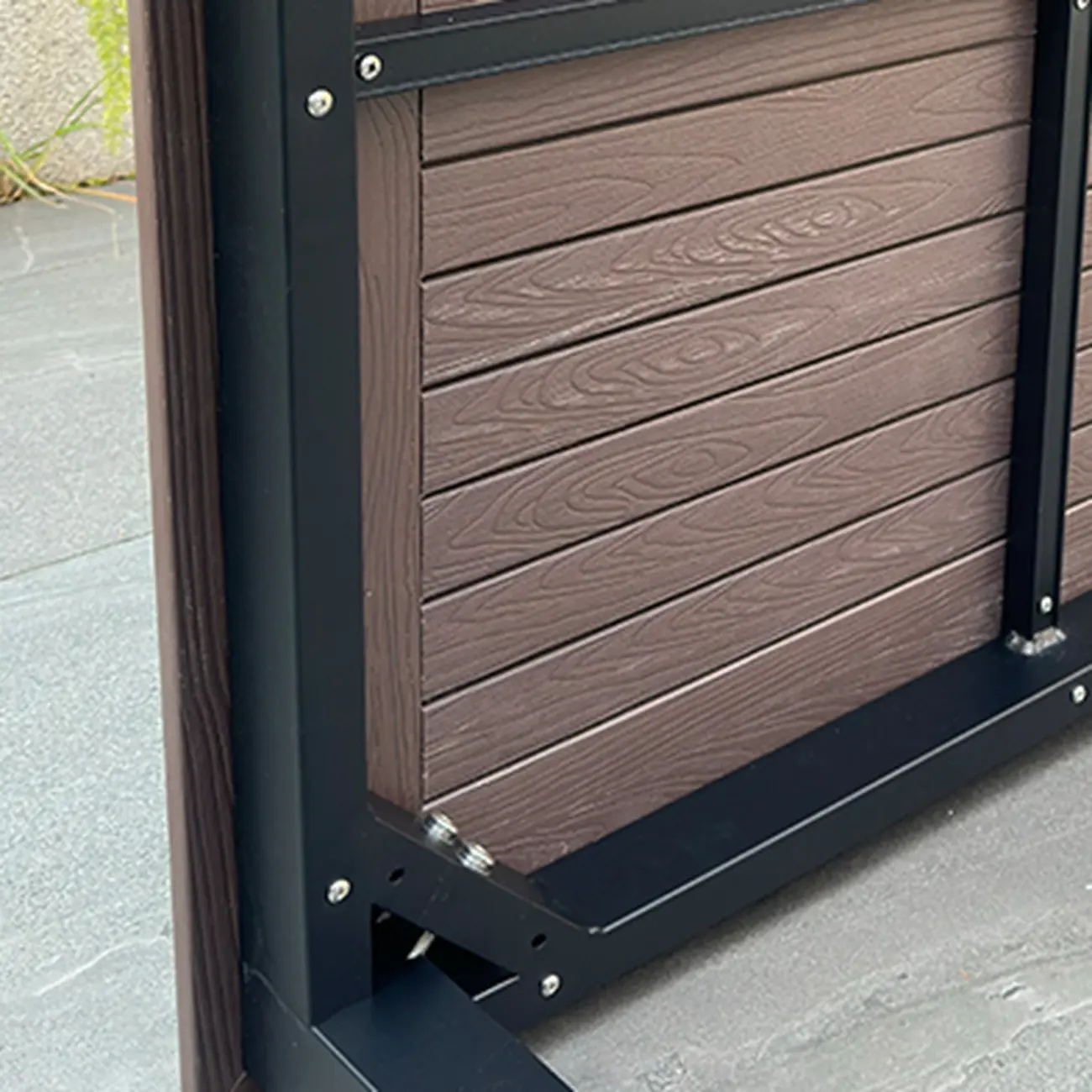 Metal Frame Wood Outdoor Dining Set With Stackable Chairs Image - 17 | homeyfad