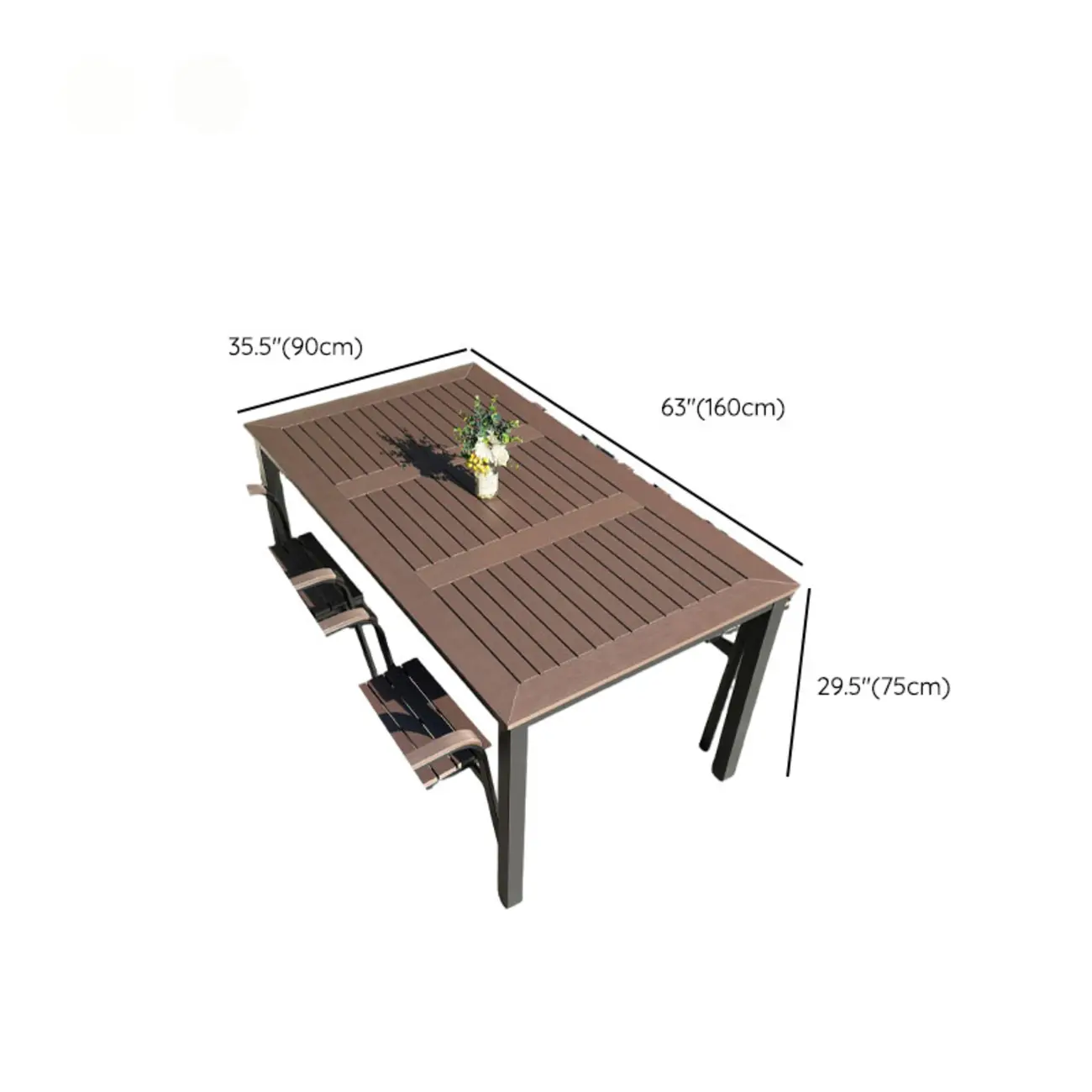 Metal Frame Wood Outdoor Dining Set With Stackable Chairs Image - 24 | homeyfad