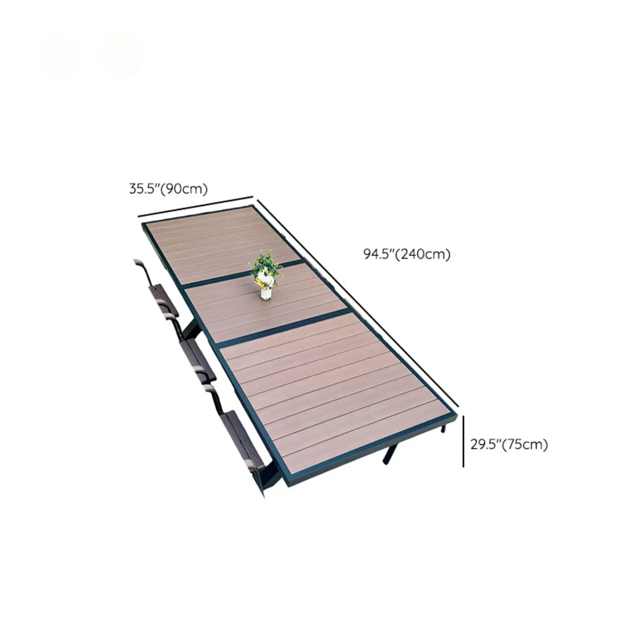 Metal Frame Wood Outdoor Dining Set With Stackable Chairs Image - 25 | homeyfad