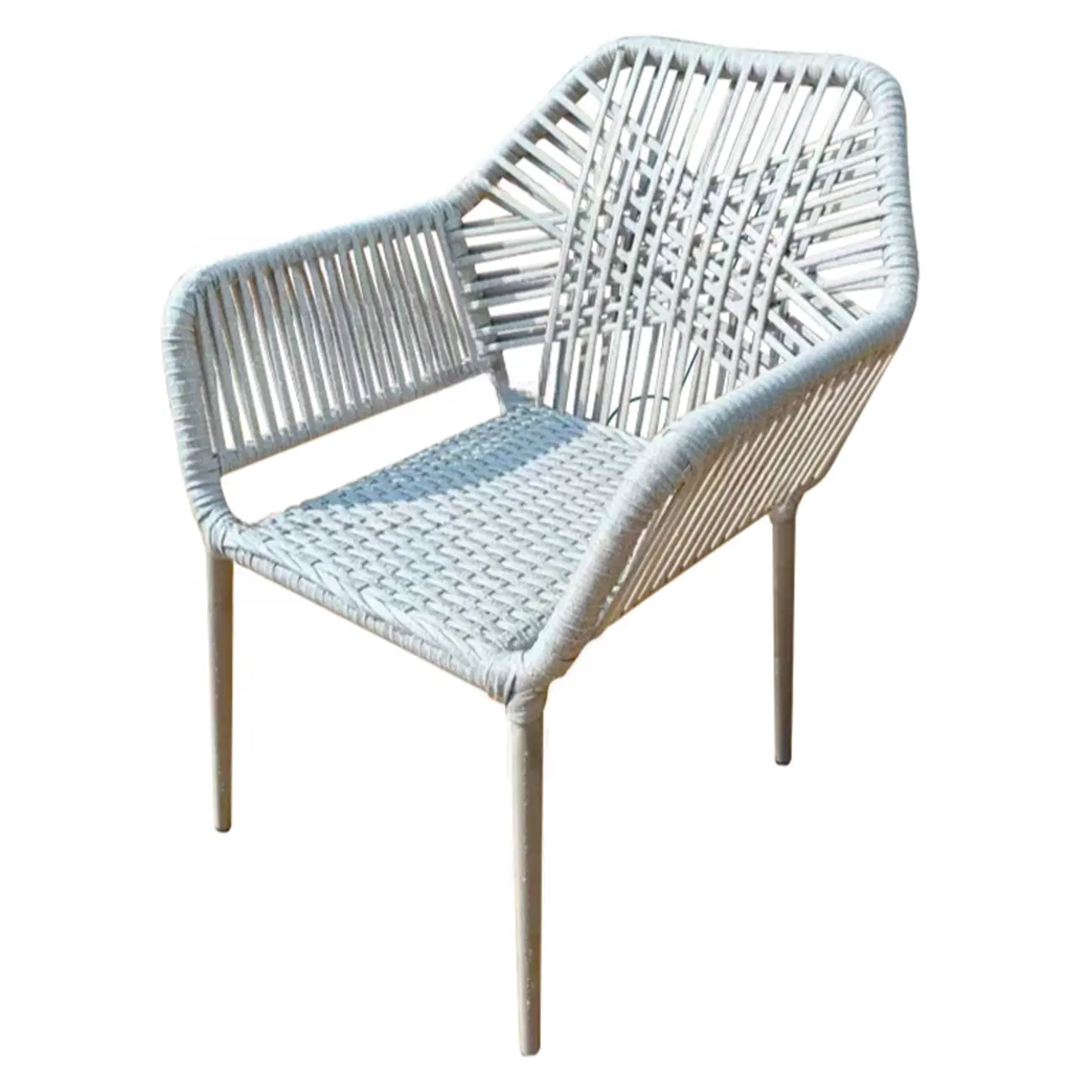 7-Piece Outdoor Dining Set: Round Table & 6 Rope Chairs Image - 3 | homeyfad