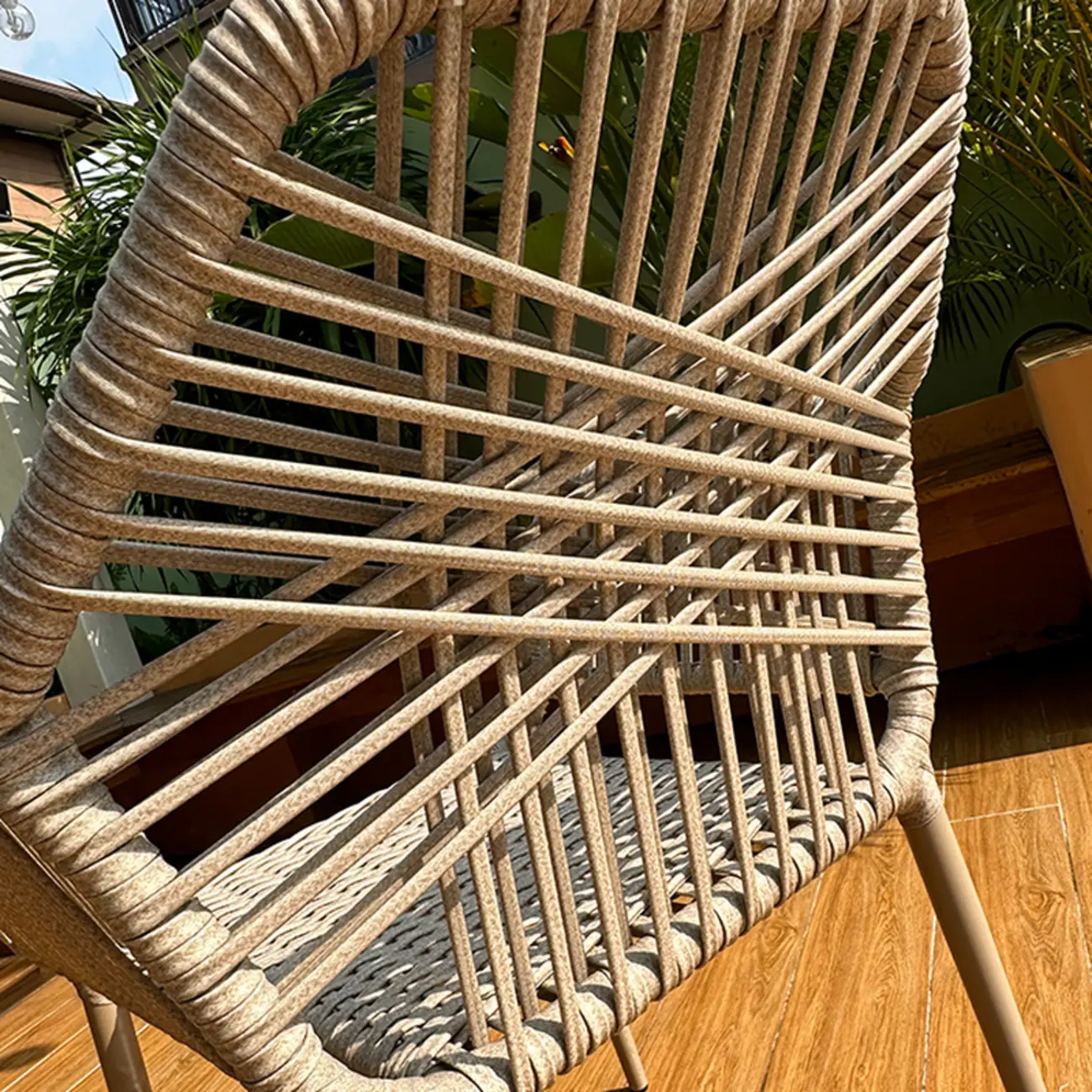 7-Piece Outdoor Dining Set: Round Table & 6 Rope Chairs Image - 4 | homeyfad