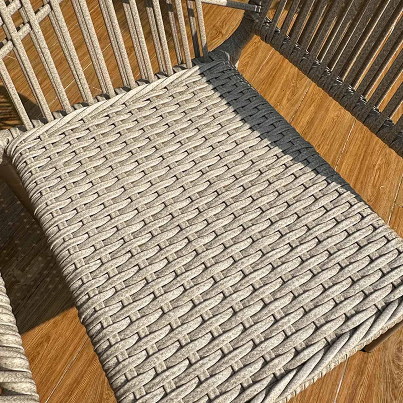 7-Piece Outdoor Dining Set: Round Table & 6 Rope Chairs Image - 6 | homeyfad