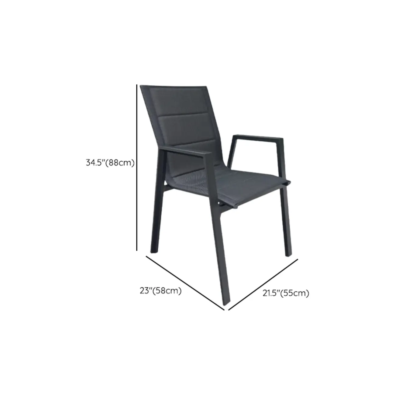 Black Modern Patio Dining Set Aluminum & Padded Sling Image - 17 | homeyfad