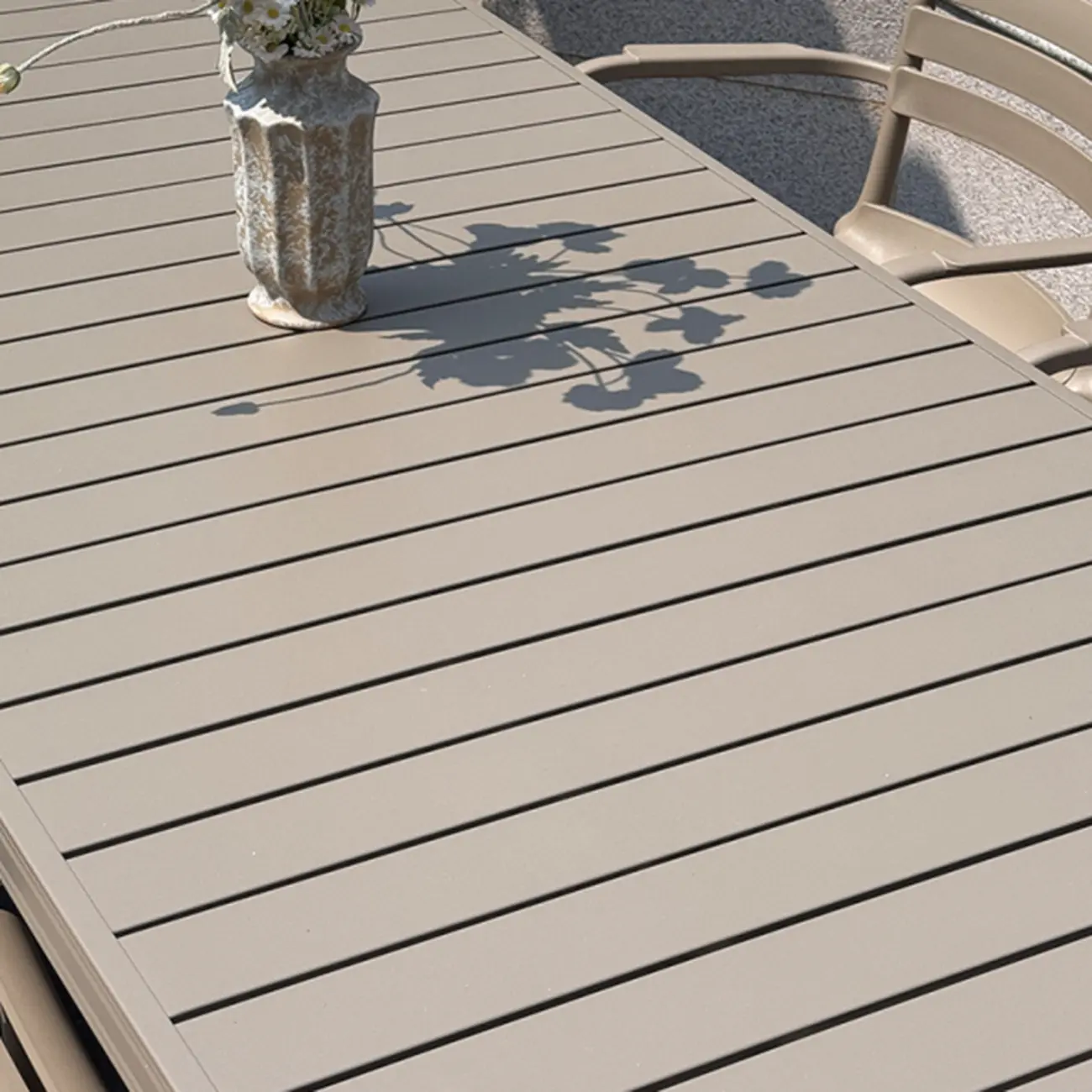 Rectangle Beige Modern Metal Outdoor Dining Set Image - 5 | homeyfad