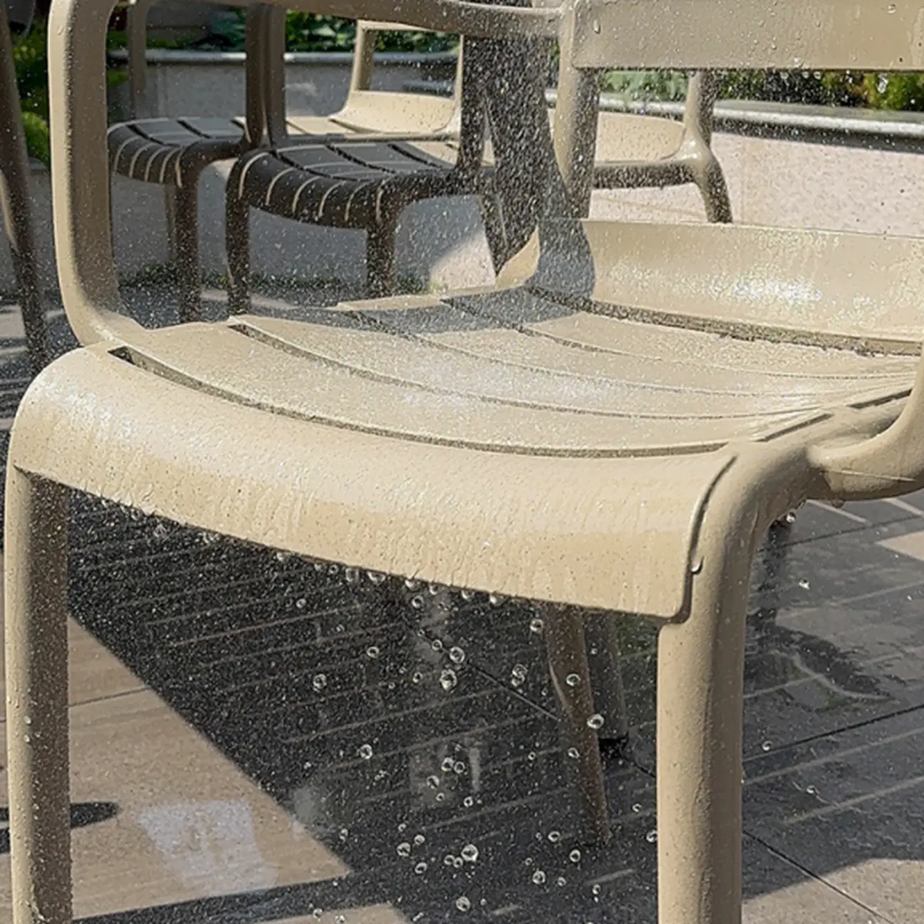 Rectangle Beige Modern Metal Outdoor Dining Set Image - 6 | homeyfad