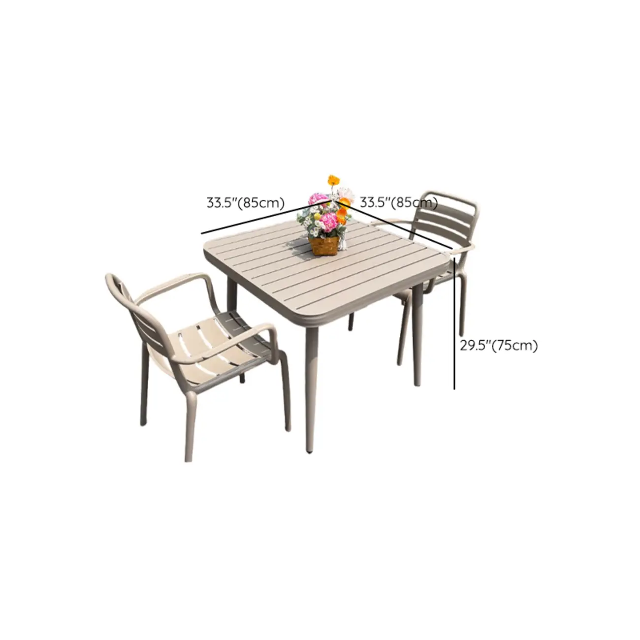 Rectangle Beige Modern Metal Outdoor Dining Set #size | homeyfad