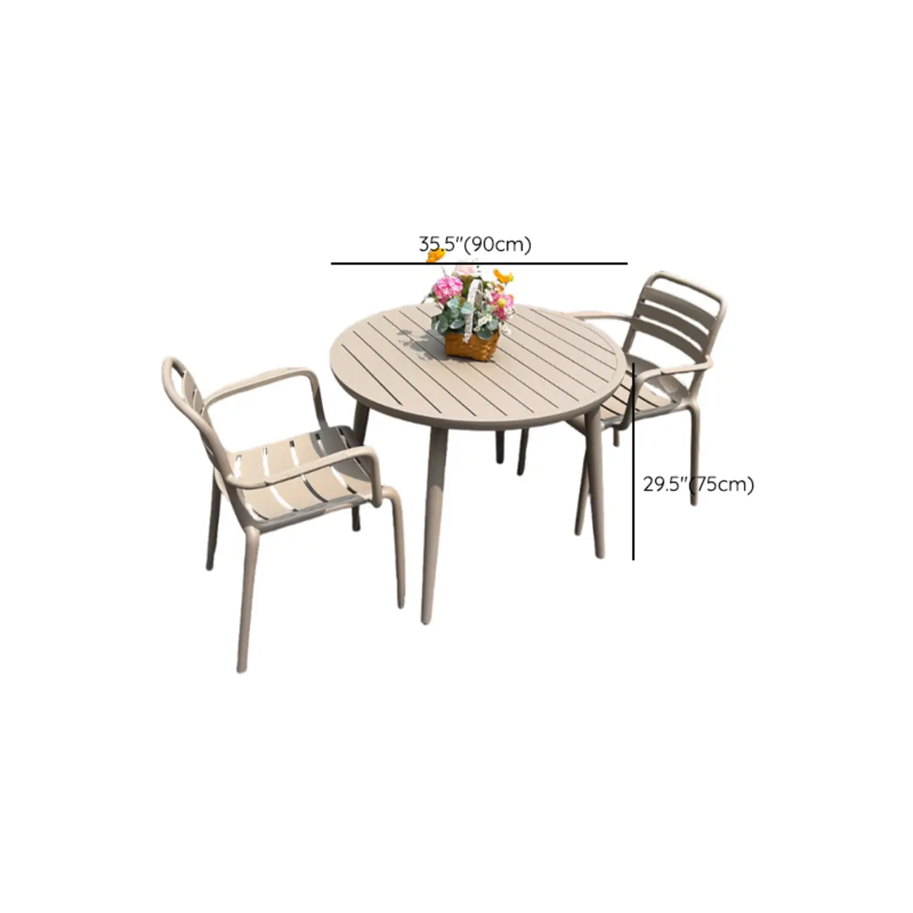 Rectangle Beige Modern Metal Outdoor Dining Set Image - 20 | homeyfad
