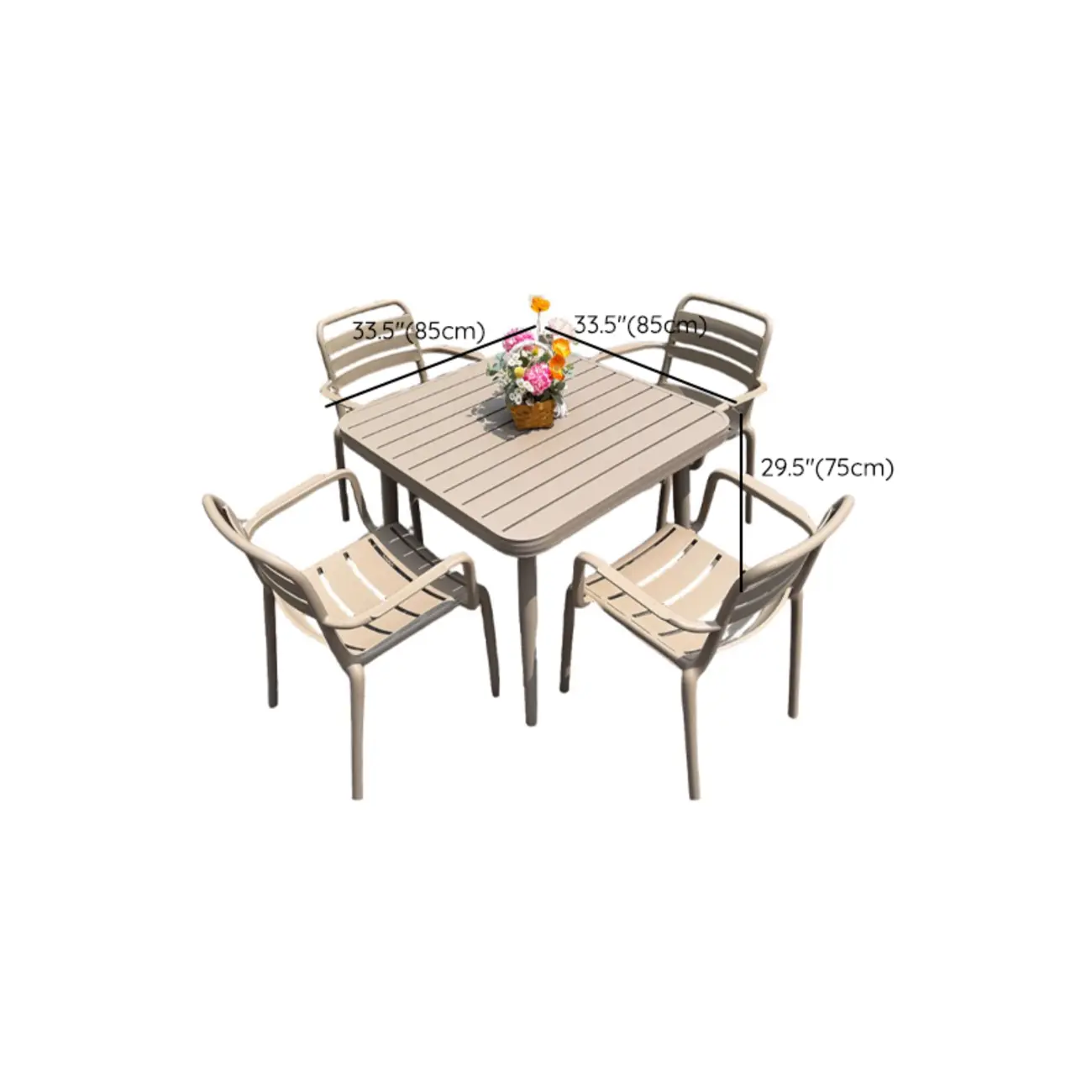 Rectangle Beige Modern Metal Outdoor Dining Set Image - 21 | homeyfad
