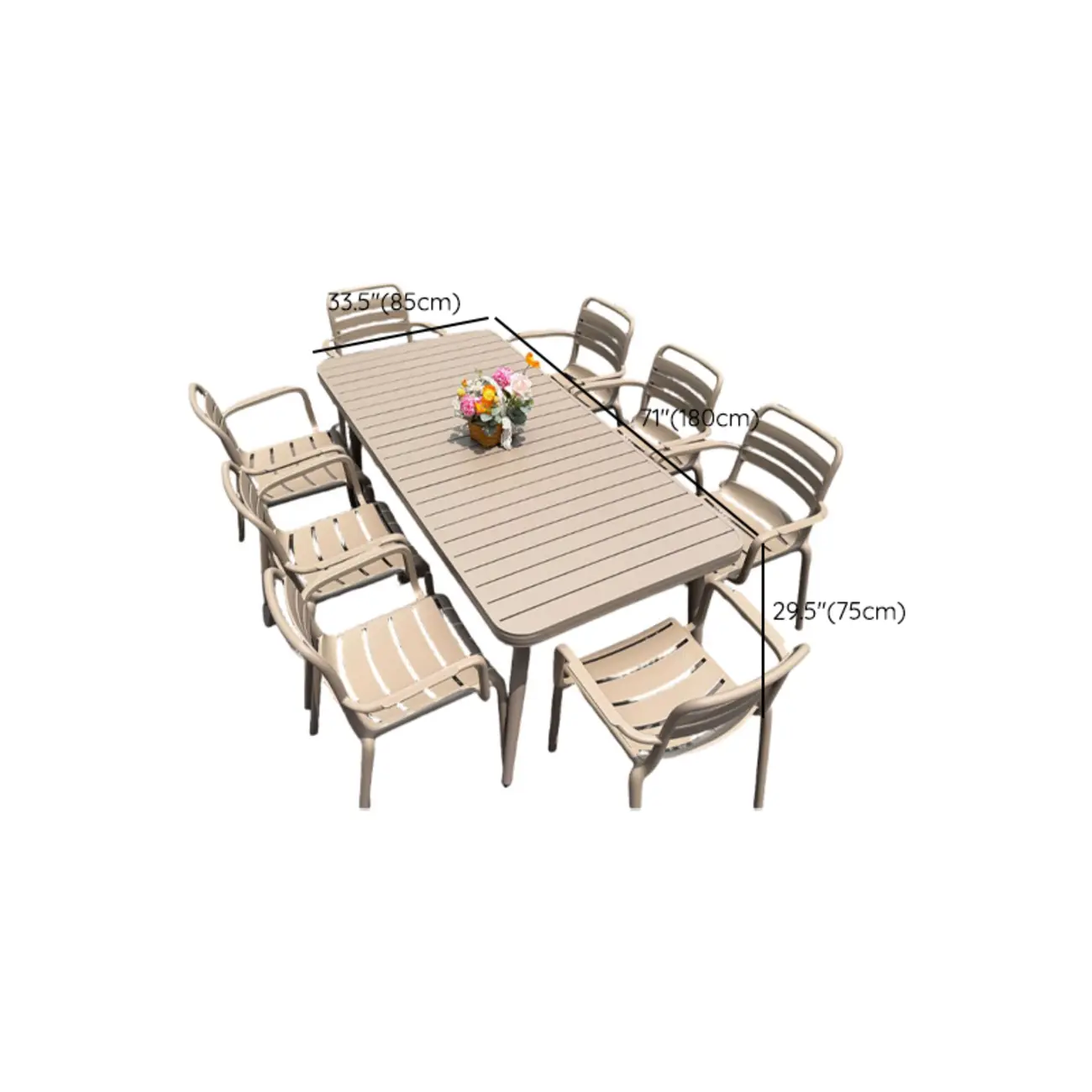 Rectangle Beige Modern Metal Outdoor Dining Set Image - 31 | homeyfad