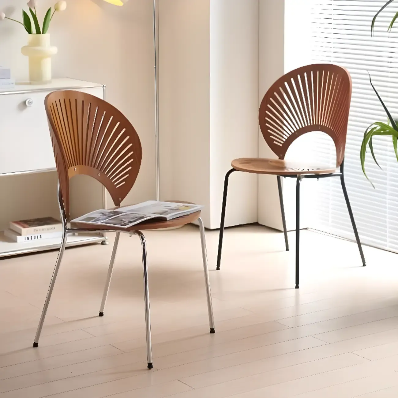 Modern Dining Room Side Chair with Ventilated Back, Upholstered Steel Frame, and Foot Pads Image - 2