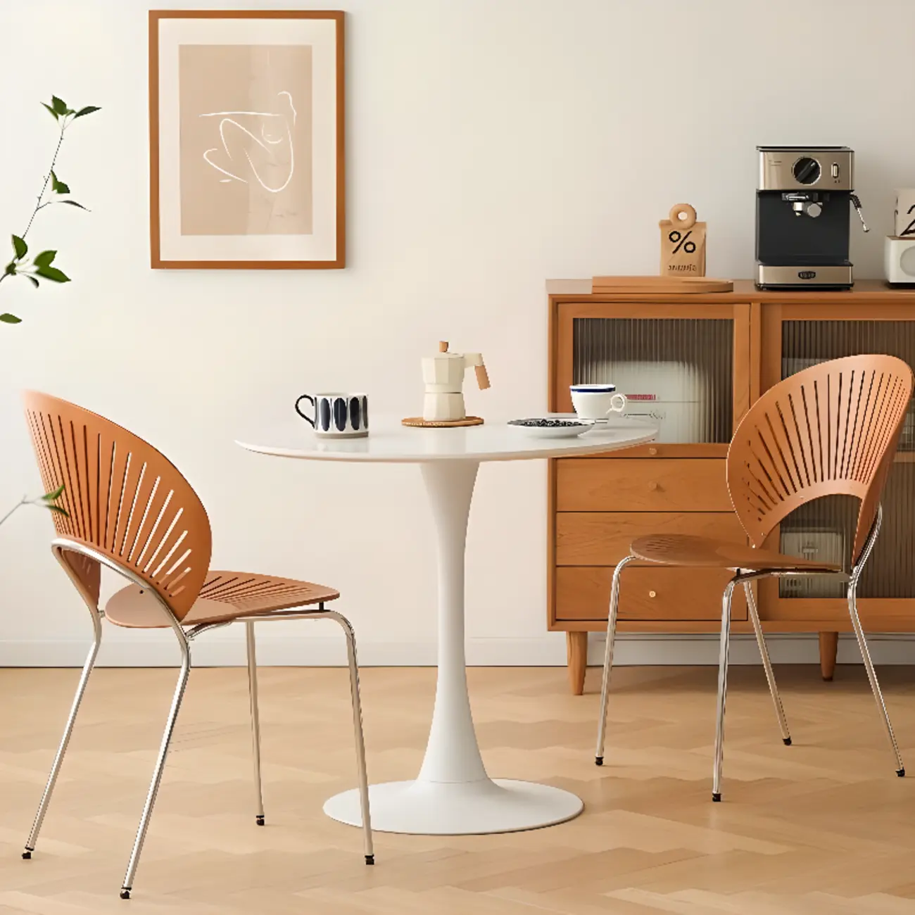 Modern Dining Room Side Chair with Ventilated Back, Upholstered Steel Frame, and Foot Pads Image - 5 | homeyfad