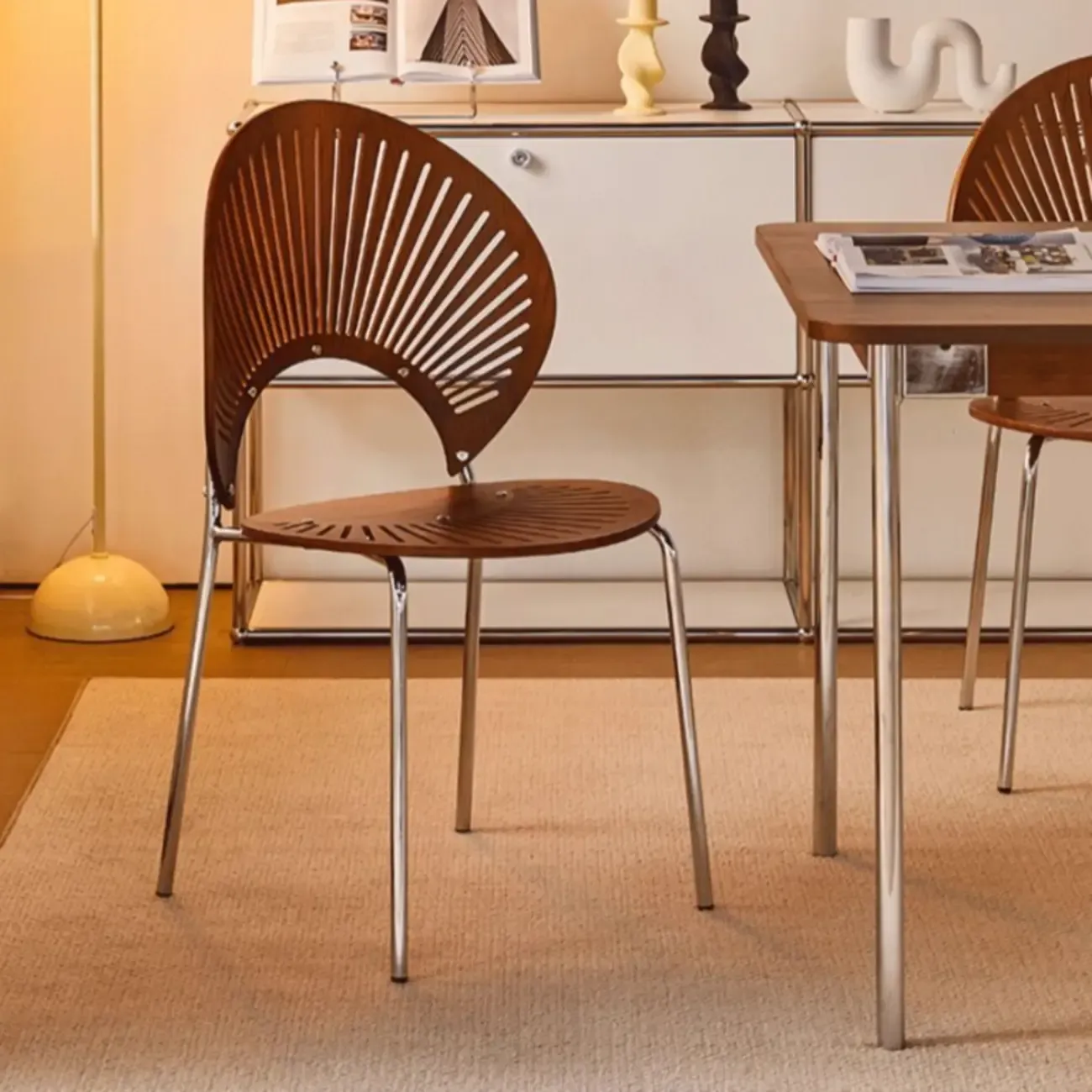 Modern Dining Room Side Chair with Ventilated Back, Upholstered Steel Frame, and Foot Pads Image - 8