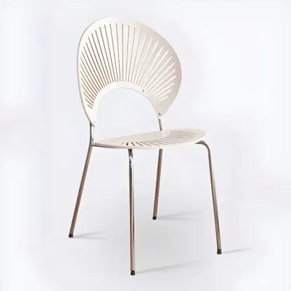 Modern Dining Room Side Chair with Ventilated Back, Upholstered Steel Frame, and Foot Pads Image - 13