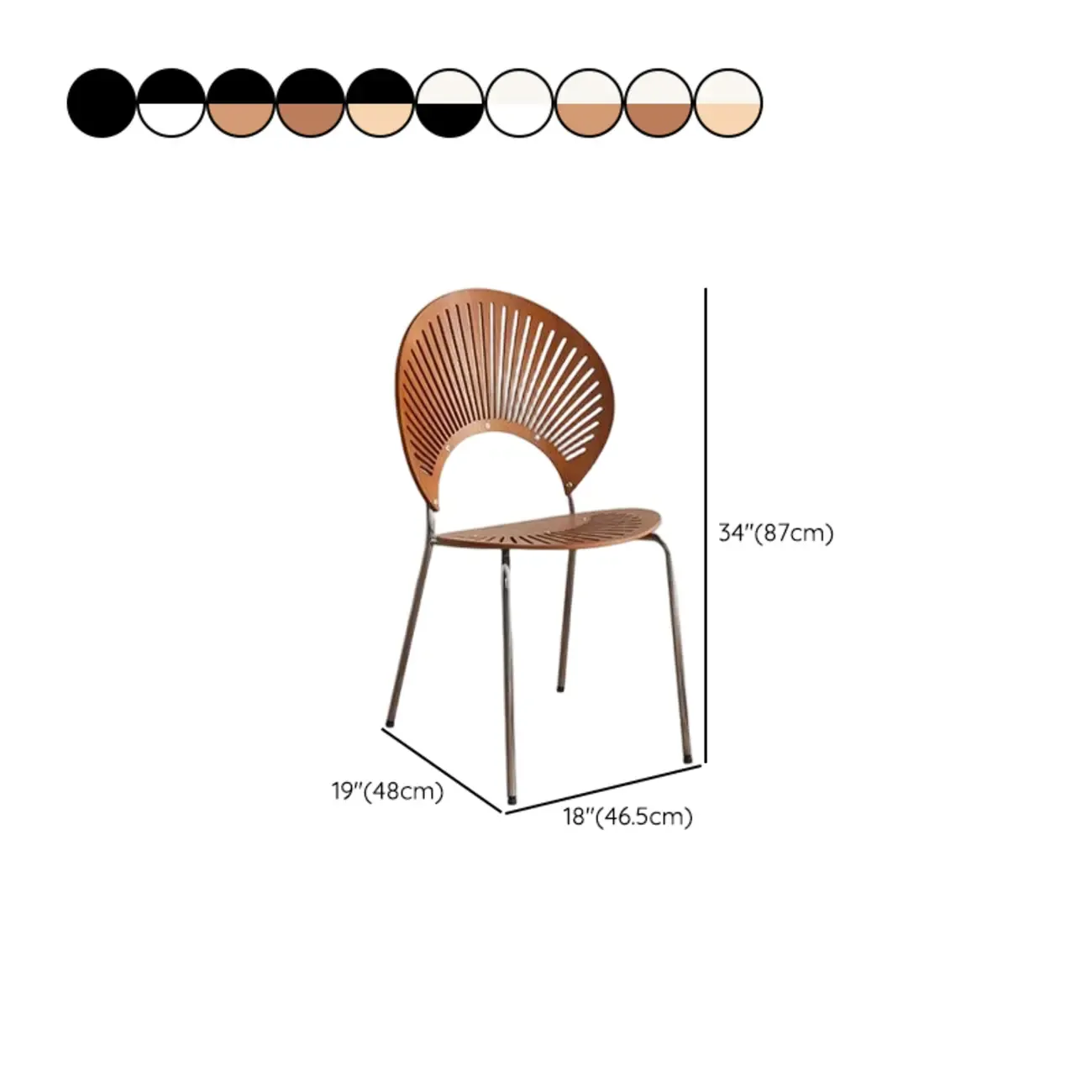 Modern Dining Room Side Chair with Ventilated Back, Upholstered Steel Frame, and Foot Pads #size