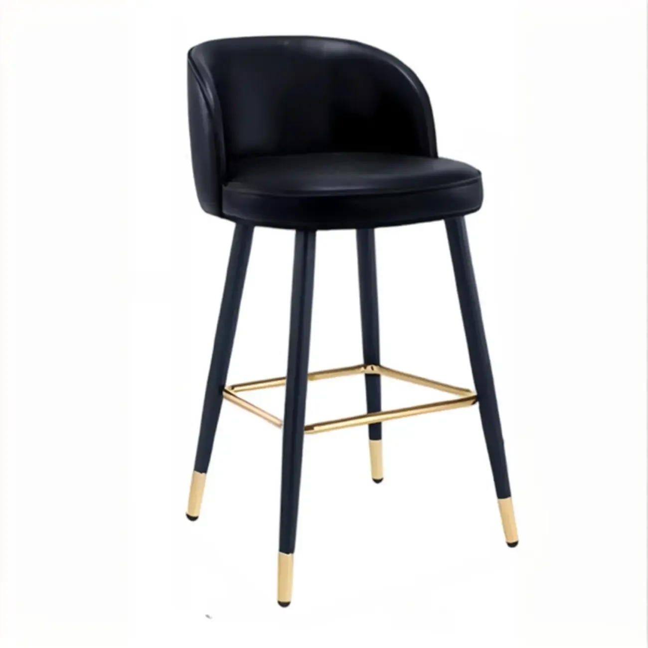 Counter Height Leather Bucket Glam Bar Stools Image - 9