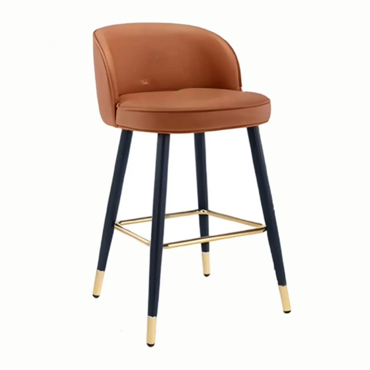 Counter Height Leather Bucket Glam Bar Stools Image - 13