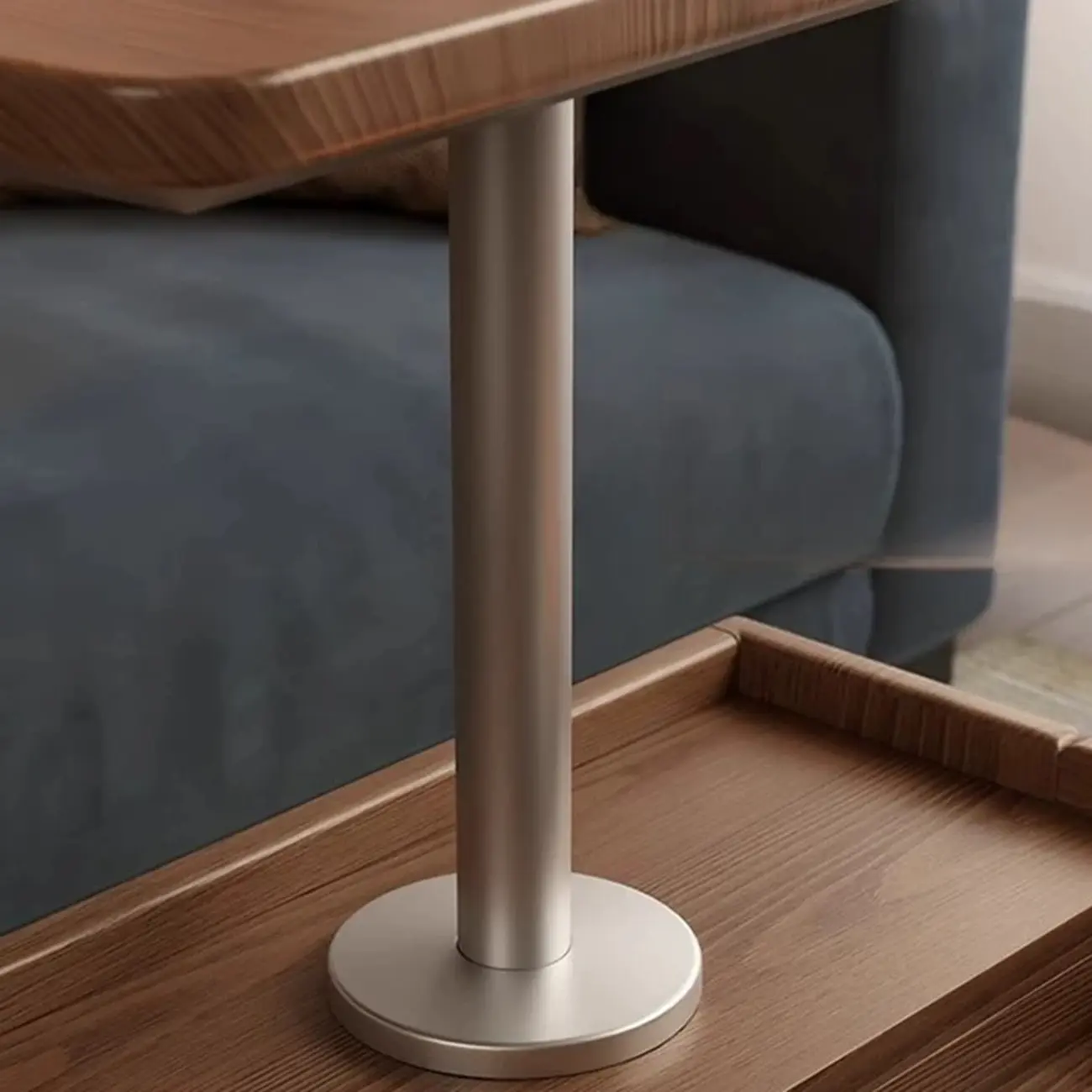 Swivel Tabletop Adjustable Wood Side Table with Wheels Image - 8 | homeyfad