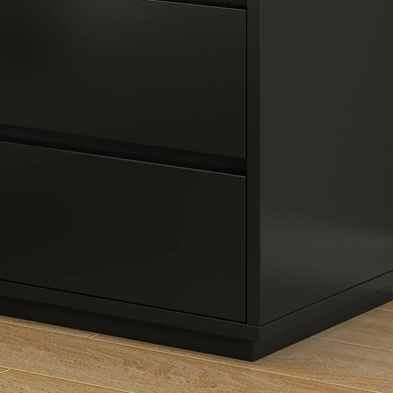Wood Modern Narrow Two-Drawer Nightstand Image - 10