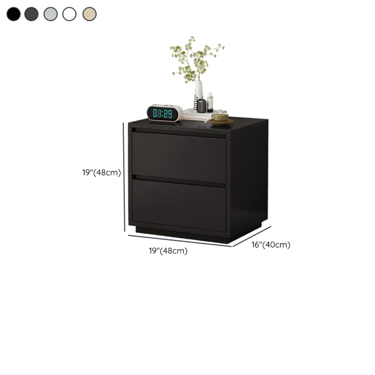 Wood Modern Narrow Two-Drawer Nightstand Image - 19 | homeyfad
