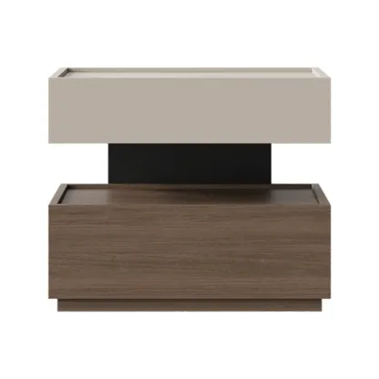 Industrial 2-tier Light Wood Nightstand with Open Storage Image - 9