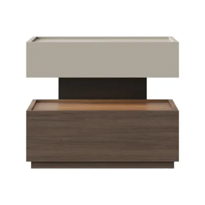 Industrial 2-tier Light Wood Nightstand with Open Storage Image - 12