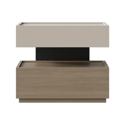 Industrial 2-tier Light Wood Nightstand with Open Storage Image - 13